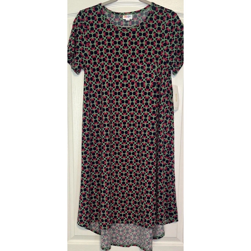 Lularoe Disney Minnie Mouse Print Carly Dress High Low Short Sleeve Womens S NWT